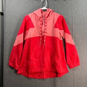 Susan Graver SG Sport Colorblacked Pullover Hooded Jac Melon/Coral X-Small